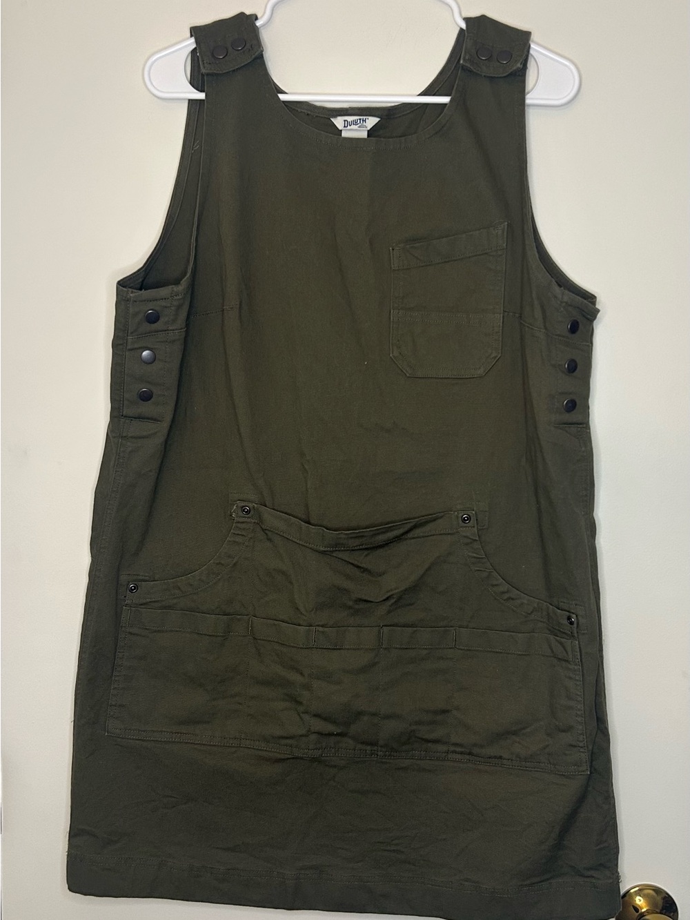 Duluth Trading Co DuluthFlex Fire Hose Green Utility Apron Tank Dress Womens M